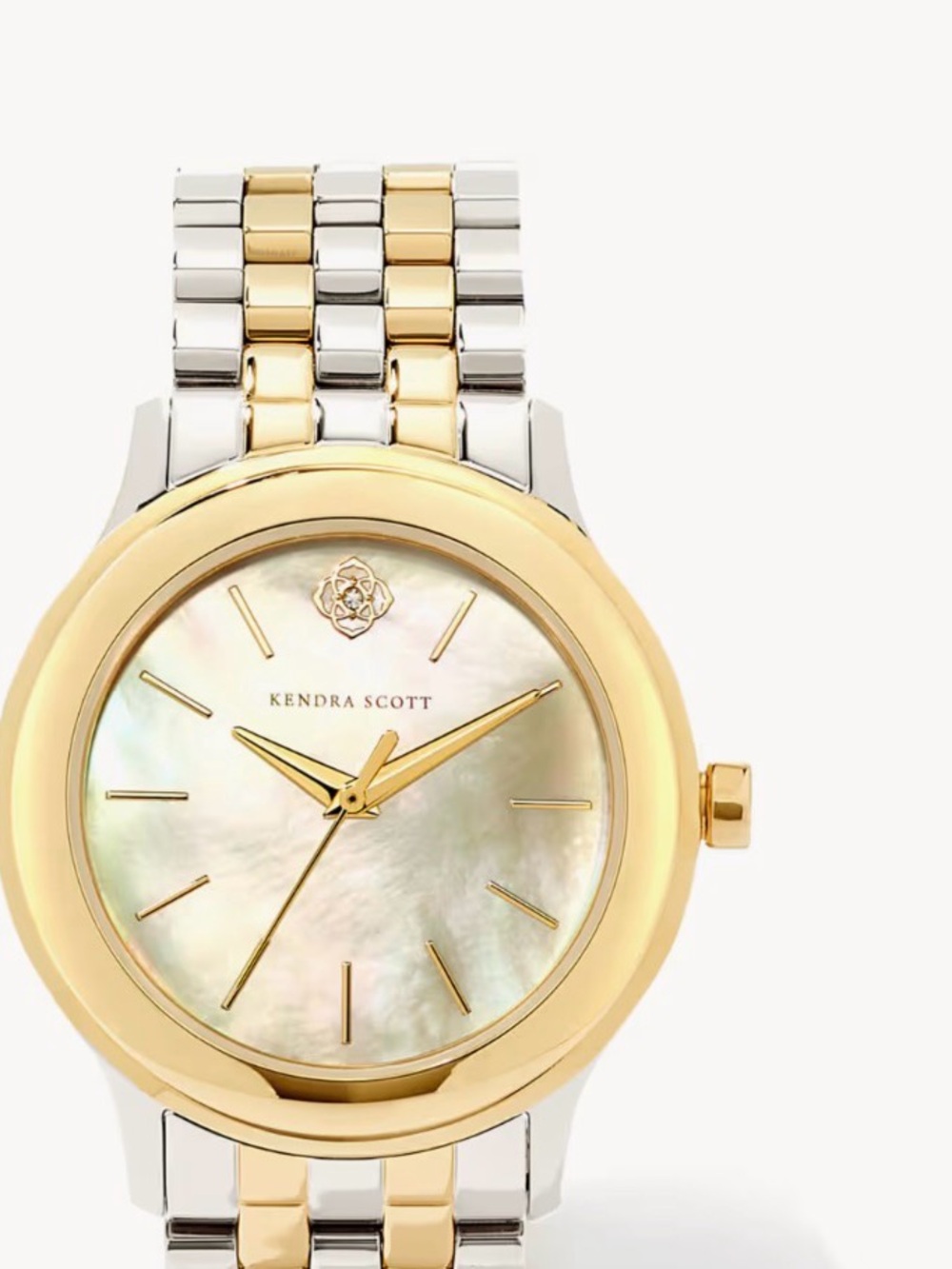 Kendra Scott Two-Tone Gold and Silver Mother-of-Pearl Bracelet Watch